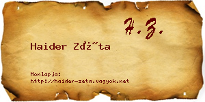 Haider Zéta névjegykártya